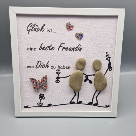 Liebevoll handgefertigtes Steinbild für die beste Freundin 