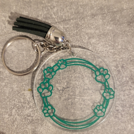 Pfoten Schlüsselanhänger Grün, Acryl Anhänger 