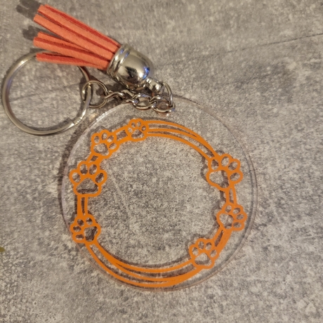 Pfoten Schlüsselanhänger Orange, Acryl Anhänger 