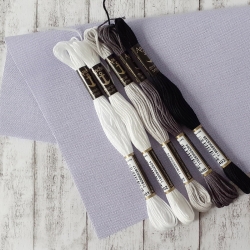 Anchor Sticktwist weiß/grau/schwarz 5 Stränge Set
