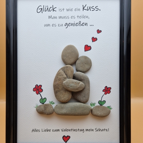 Handgefertigtes Steinbild als Valentinstagsgeschenk für Verliebte