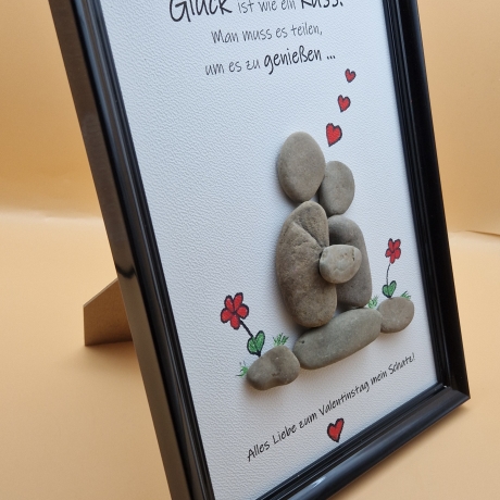 Handgefertigtes Steinbild als Valentinstagsgeschenk für Verliebte