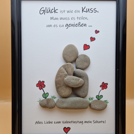 Handgefertigtes Steinbild als Valentinstagsgeschenk für Verliebte