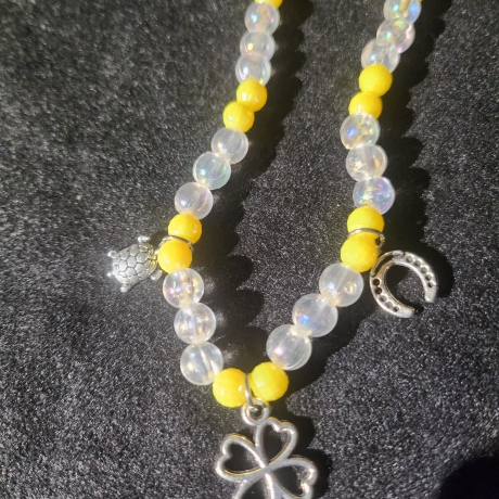 elastische Perlenkette Glück gelb 