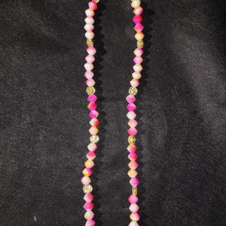 elastische Perlenkette multicolor pink-gelb