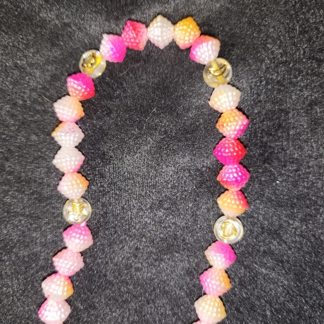 elastische Perlenkette multicolor pink-gelb