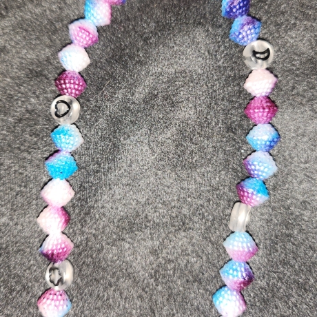 elastische Perlenkette multicolor lila-blau