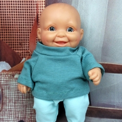 Shirt und Hose Grün Kleidung passend für Mini Puppen 30 cm Neu