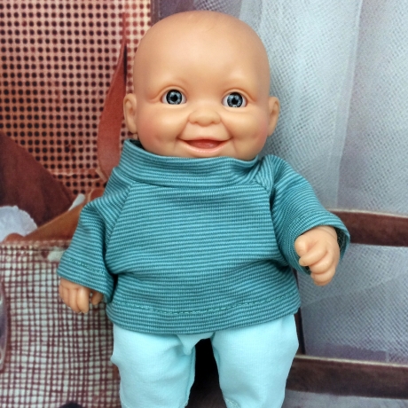 Shirt und Hose Grün Kleidung passend für Mini Puppen 30 cm Neu