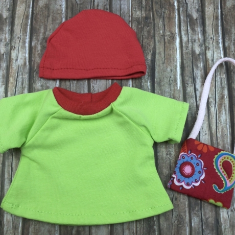 Kleid Tasche und Mütze passend für Äffchen Stofftiere 20 cm Neu