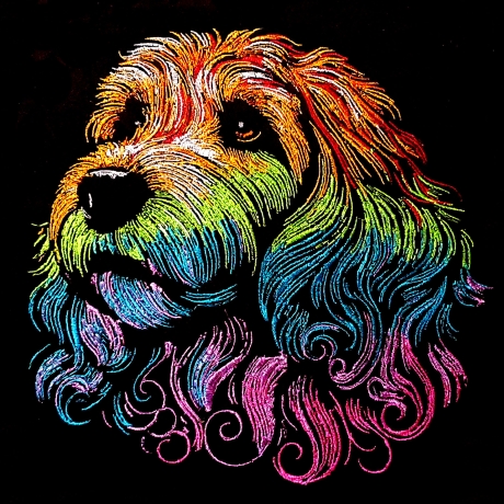 Neu Stickdatei Cockapoo Ernie Hund realistisch