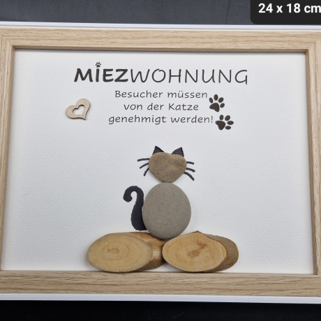 Steinbild für Katzen Liebhaber Miezwohnung mit 1 Katze