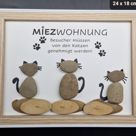 Steinbild für Katzen Liebhaber Miezwohnung mit 3 Katzen