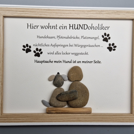 Steinbild für Hunde Liebhaber - Hundoholic mit einer Person