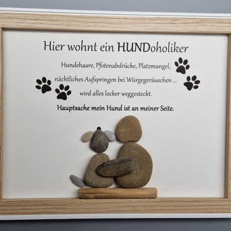 Steinbild für Hunde Liebhaber - Hundoholic mit einer Person