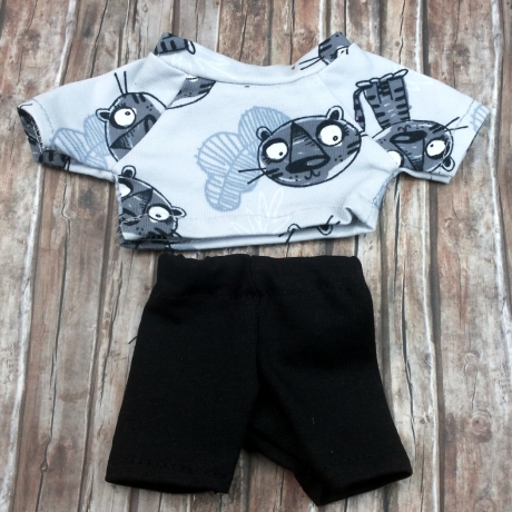 Shirt und Hose Tiger Kleidung passend für Äffchen 20 cm Neu
