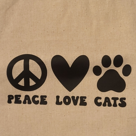 Stoffbeutel |Peace Love Cats | Kleine Stofftasche| ca.22 x 26 cm 