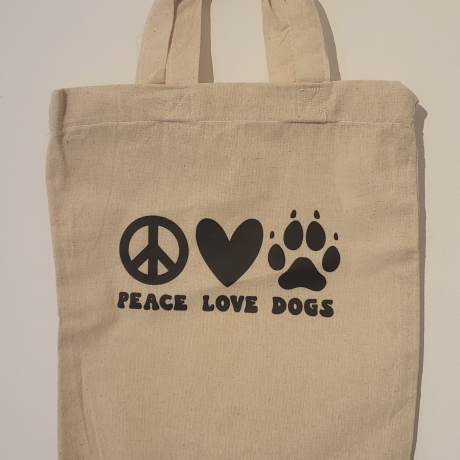 Stoffbeutel |Peace Love Dogs  | Kleine Stofftasche|ca.22 x 26 cm 