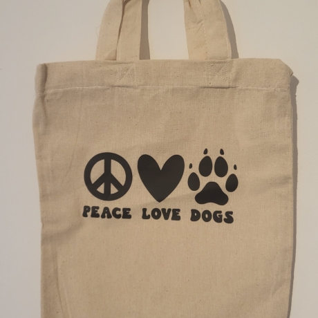 Stoffbeutel |Peace Love Dogs  | Kleine Stofftasche|ca.22 x 26 cm 