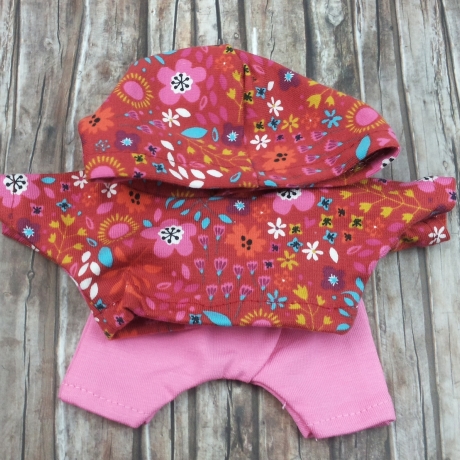 Hoodie und Hose Rosa Kleidung passend für Äffchen 20 cm Neu