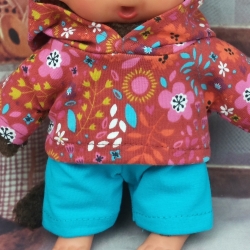 Hoodie und Hose Türkis Kleidung passend für Äffchen 20 cm Neu