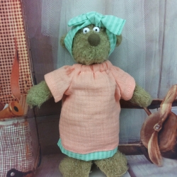 Kleid + Bandana coral grün passend für Bären Stofftiere 22 cm Neu