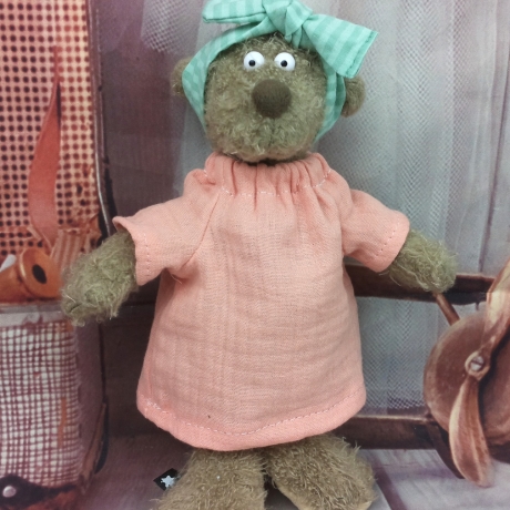 Kleid und Bandana coral grün passend für Stofftiere 22 cm Neu