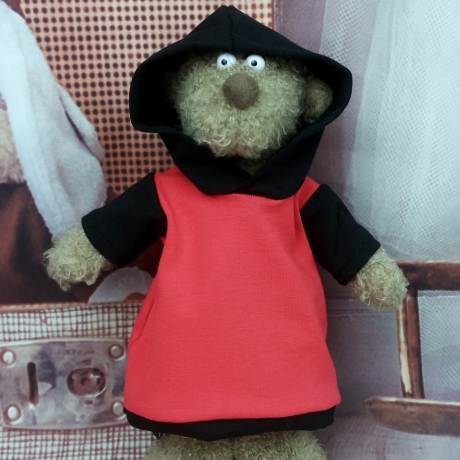 Kleidung Kleid rot schwarz passend für Stofftiere 22 cm Neu