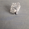 Versilberter Ring im Pearls&Loops-Design, Lavaperle, Avantgarde