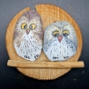 Steinbild handbemalte Eulen auf Baumscheibe