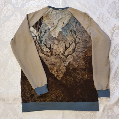 Selbstgeschneideter Raglan-Sweater Gr. L-XL nachhaltige Baumwolle