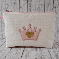 Kosmetiktasche Lucy Krone natur/rosa