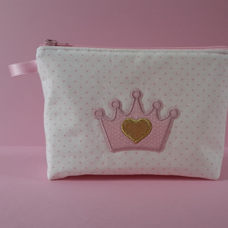 Kosmetiktasche Lucy Krone natur/rosa