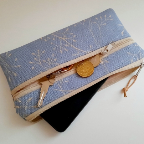 Handytasche mit Münzfach Smartphonetasche Geldbeutel Zweige blau