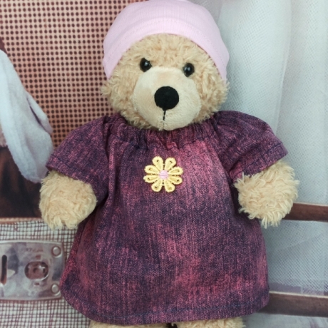 Bärenkleidung Kleid und Mütze passend für Teddybär Bär 28 cm Neu