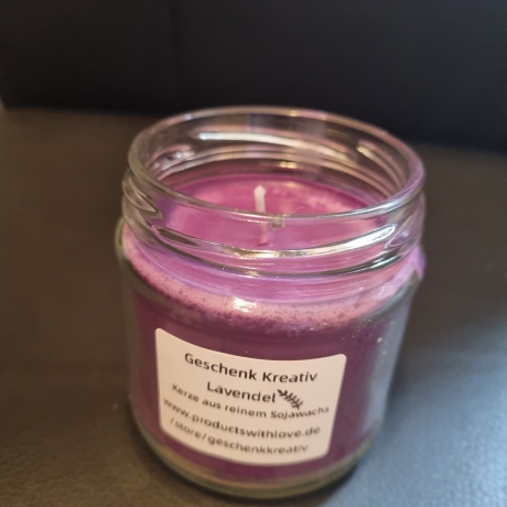Lavendel Kerze aus Sojawachs vegan ohne Paraffine handgemacht
