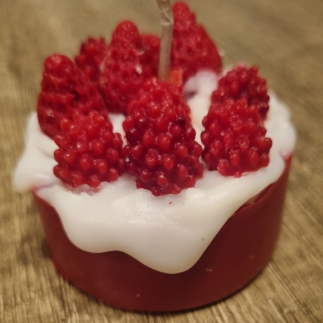 Cupcake Kerze Erdbeer Vanille aus Kokoswachs, vegan, 