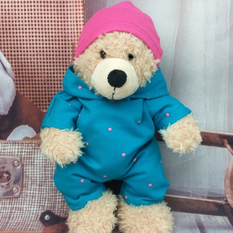 Kleidung Overall und Mütze Dots passend für Bären 23 cm Neu