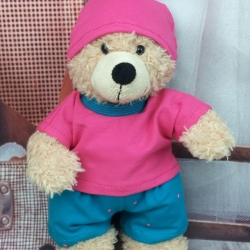 Kleidung Shirt Hose Mütze pink türkis passend für Bären 23 cm Neu