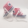 Baby-Schuhe, 0-3 Monate, Fußlänge EU 15 bis 8.5 cm rosa/weiß