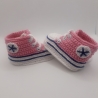 Baby-Schuhe, 0-3 Monate, Fußlänge EU 15 bis 8.5 cm rosa/weiß