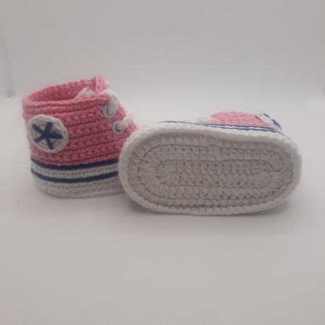 Baby-Schuhe, 0-3 Monate, Fußlänge EU 15 bis 8.5 cm rosa/weiß