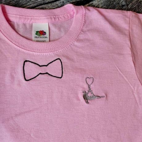 Pinkes Kids Shirt Fliege & Papagoy Anhänger - StickBina