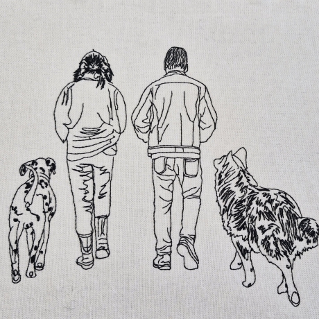 Vier Skizze eines Spaziergangs - 14x13