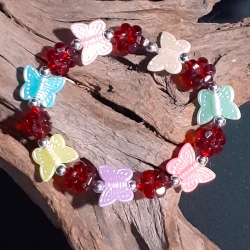 Kinder-Armband Schmetterlinge & Blüten Kinder-Schmuck elastisch