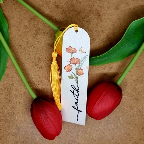Lesezeichen aus Holz faith,  bedruckt