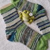 Socken-Gr. 42/43-handgestrickt-grüntöne, blau, natur