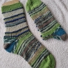 Socken-Gr. 42/43-handgestrickt-grüntöne, blau, natur