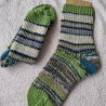 Socken-Gr. 42/43-handgestrickt-grüntöne, blau, natur