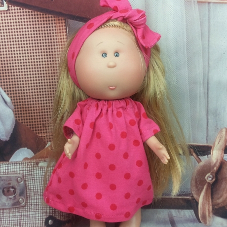 Puppenkleidung Kleid und Bandana passend für Puppen 30 cm Neu